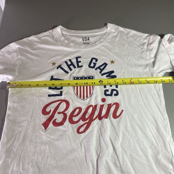 Team USA Olympics Cropped T-Shirt Let The Games Begin Womens Size M White - Picture 5 of 10
